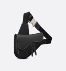 DIOR SADDLE BAG FULL BLACK WITH WHITE STITCHING