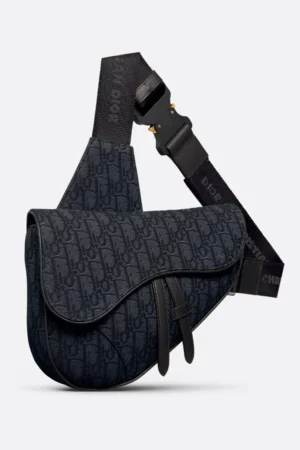 DIOR SADDLE BAG BLACK WITH DIOR LOGO'S