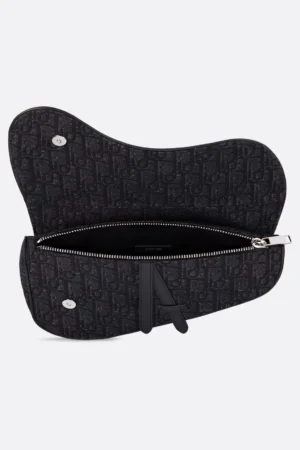 DIOR SADDLE BAG BLACK WITH DIOR LOGO'S