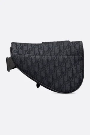 DIOR SADDLE BAG BLACK WITH DIOR LOGO'S