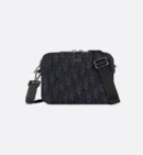 DIOR POUCH WITH ZIPPER AND SHOULDER STRAP BLACK