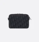 DIOR POUCH WITH ZIPPER AND SHOULDER STRAP BLACK