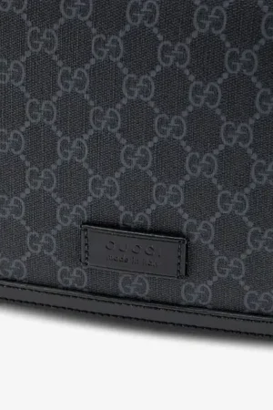GG SURPREME LEATHER-TRIMMED CROSSBODY BAG