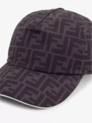 FENDI LOGO-PRINT WOVEN BASEBALL CAP DARK PURPLE