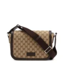 GG LEATHER-TRIMMED BAG BEIGE