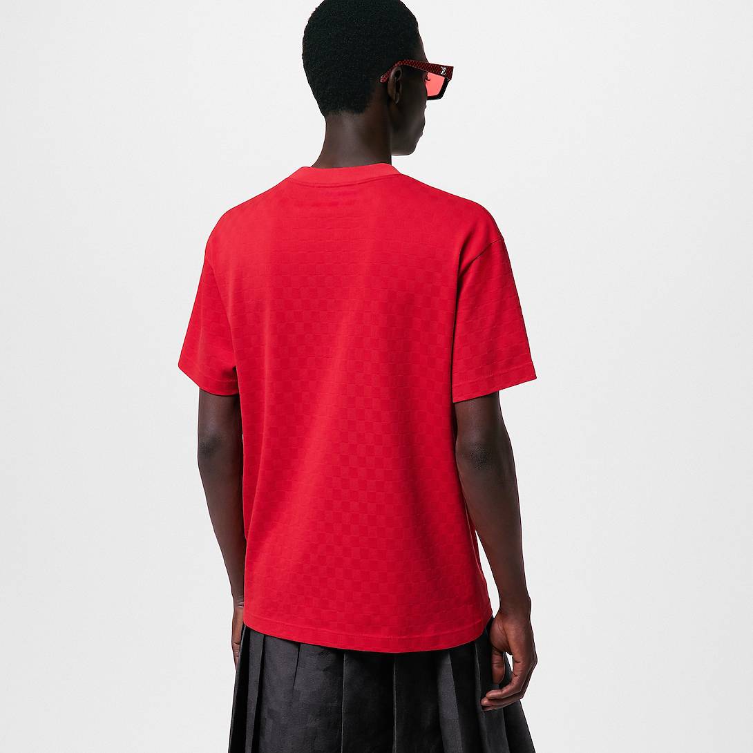 LV COTTON PIQUE T-SHIRT WITH LV PATCH RED
