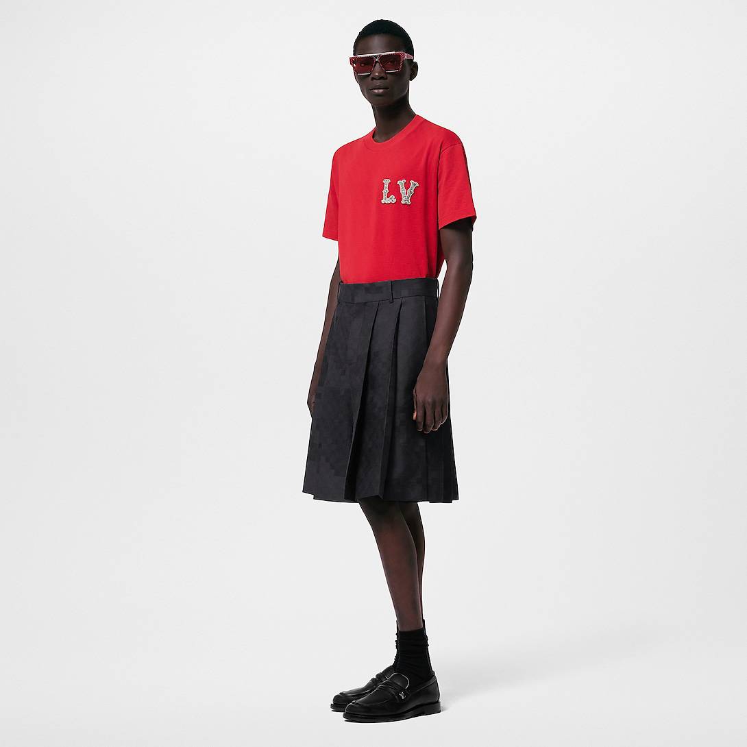 LV COTTON PIQUE T-SHIRT WITH LV PATCH RED