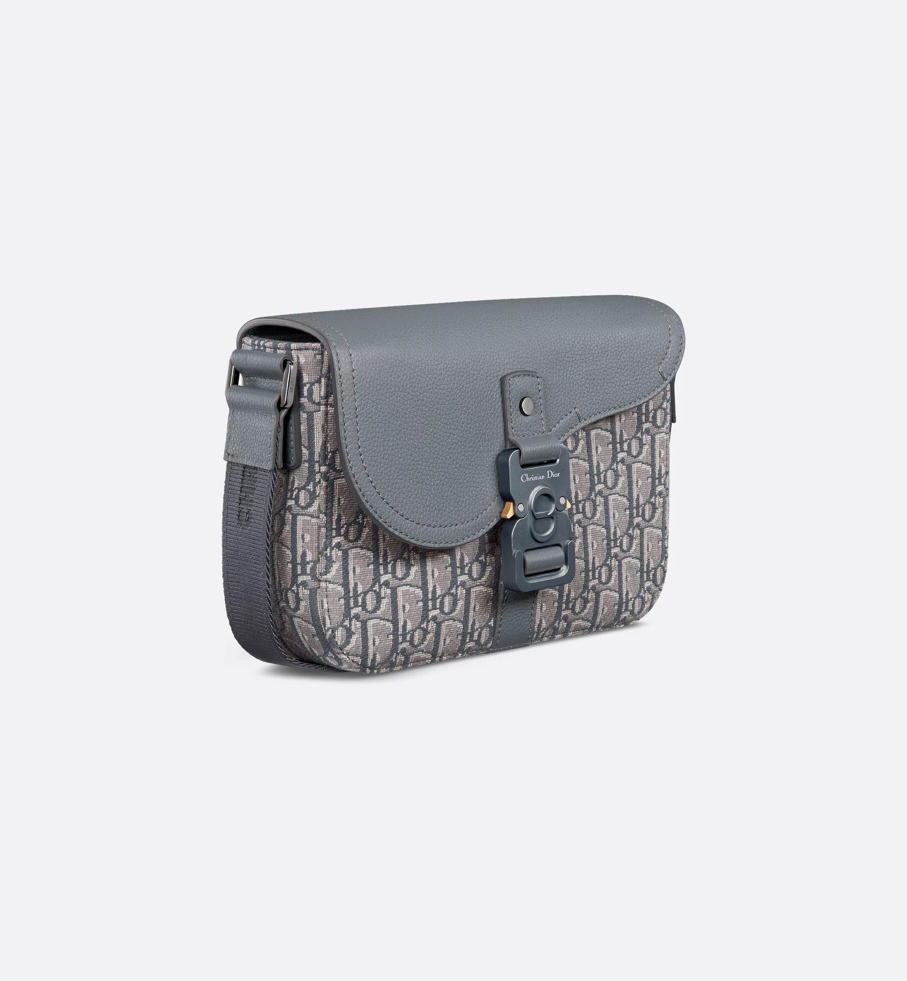 DIOR MINI SADDLE-SHOULDER BAG GRAY